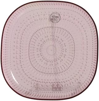 Teller flach - Dessertteller - Kunststoff - D: 20,4cm - mit Muster - pink