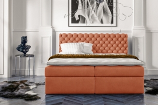 99rooms Alviero Boxspringbett Velours MONOLITH Korallenrot 200x200 cm
