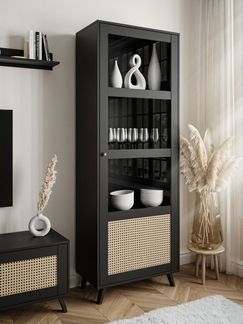 Lookway Standvitrine VIENNA 1D mit Wiener Geflechtimitation