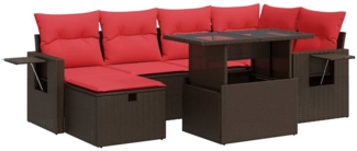 vidaXL 7-tlg. Garten-Sofagarnitur mit Kissen Schwarz Poly Rattan 3327864