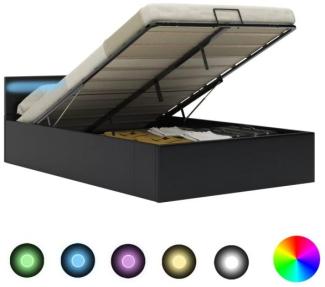 vidaXL Bett mit Bettkasten Hydraulisch LED Kunstleder 120x200 cm 285542