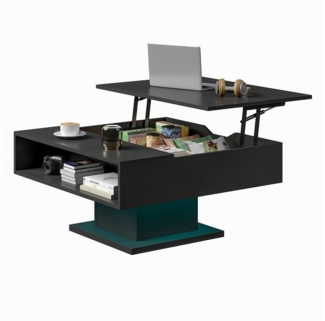 radelldar Couchtisch höhenverstellbar mit LED Beleuchtung matt. 78x78x40cm, Wohnzimmertisch mit Stauraum, 1-St.