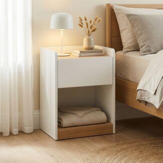 Nachttisch Kuorshare 55 x 42 x 37 cm Weiß/Eicheoptik [en. casa]