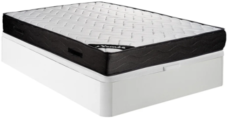 Vente-unique - Set aus Bettgestell mit Bettkasten + Matratze - 160 x 200 cm - 7-Zonen-Taschenfederkern & Memory Schaum - Stärke 24 cm - Weiß - MERISI von YSMÉE