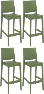 CLP 4er Set Barhocker Maya Kunststoff,oliv