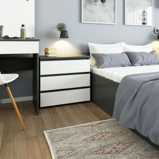 Raumhirsch Furniture Kommode mit 3 Schubladen 60 cm breit Holz Schrank, (viele Farbvarianten - Maße: 60 x 57 x 35 cm) - Hochwertig & stabil