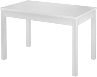 Weißer schmaler Esszimmertisch aus Kiefer massiv 70x120 cm wählbares Tischbein-Design V-90.70-54WBeine Rillen Vertikal