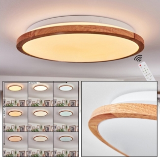 hofstein Deckenleuchte Deckenlampe aus Metall/Holz/Kunststoff in Weiß/Natur, ohne Leuchtmittel, im modernen Boho-Design, CCT einstellbar mit Fernbedienung