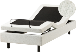 Verstellbares Bett ohne Kopfteil Bouclé DUKE 80 x 200 cm Cremeweiß