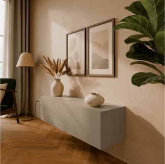 Platan Room Lowboard Kira, TV Schrank Fernsehschrank 105 / 140 / 210 / 280 cm breit Kaschmir Matt