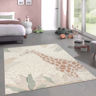 Carpetia Kinderteppich Kinderspiel Kinderzimmer Teppich mit Giraffenmuster in creme beige, rechteckig