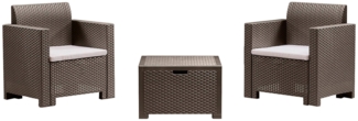 Dmora Loungeset für draußen Apis, Outdoor-Lounge mit Couchtisch, Terrassenset mit Kissen, Gartenkomposition mit Sofa und Sesseln, Made in Italy, Taube