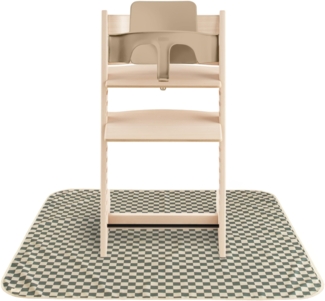 Mushie Spritzmatte Bodenschutzmatte für Baby | Wasserdichte & Maschinenwaschbare Matte für Hochstuhl | 108x108 cm | Leicht, Langlebig & BPA-frei Splat Mat | Perfekt für Essensbereich (Olive Check)
