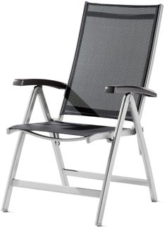 Klappstuhl >Salerno< in Grau, Textilux®-Kunstfasergewebe - 71x109x62cm (BxHxT)