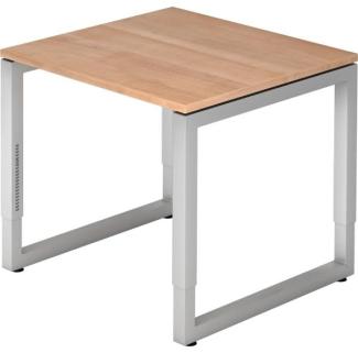 Schreibtisch RS08 O-Fuß eckig 80x80cm Nussbaum Gestellfarbe: Silber