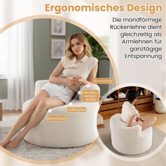 KOMFOTTEU Sofa, Einzelsofa mit weichem Teddyfleece & geschwungener Rückenlehne