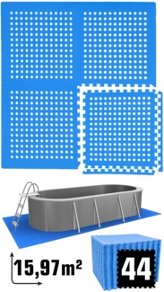 16m² Poolunterlage 44 Poolmatten 62x62cm in Blau