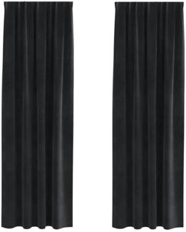 vidaXL Vorhänge mit Vorhängen 2 pcs Schwarz 140 x 225 cm Samt 4107170