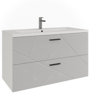 Vicco Waschbeckenunterschrank Weiß/Weiß Hochglanz 100x57 cm mit 2 Schubladen, Irma
