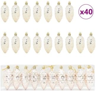 vidaXL Weihnachts-Tannenzapfen Ball 40 pcs Champagner Kunststoff 42018893