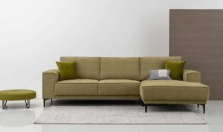 Places of Style Ecksofa Polsterecke Oland, Struktur, Flachgewebe, Luxus-Microfaser, Boucle, L-Form, 280 cm, Wellenunterfederung, Skandi-Design, Metallfüße
