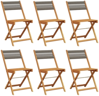 vidaXL Gartenstühle 6 Stk. Klappbar Grau Massivholz Akazie 3214605