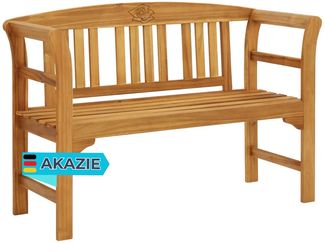 Gartenbank Holz LUNA 114 cm Massivholz Akazie Holzbank Wetterfest | Sitzbank 2 Sitzer Bank Garten