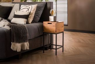 KAWOLA Nachttisch FATY Beistelltisch Akazie massiv natur 1 Schublade 60 x 30 x 30 cm