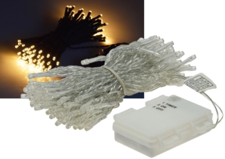 LED Batterie-Lichterkette "CT-TK100" 10m warmweiß, IP44, 100 LEDs, mit 6Std. Timer