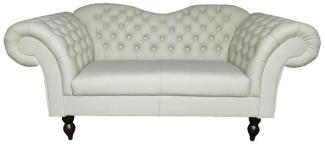 Casa Padrino Chesterfield 2er Sofa Venedig - Echt Leder Weiß