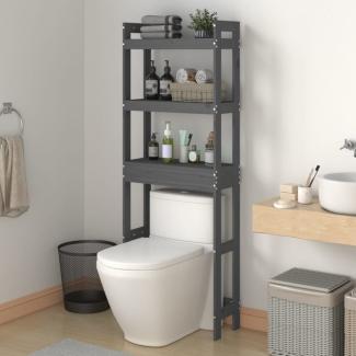 vidaXL Toilettenregal Grau 63x26x171 cm Massivholz Kiefer