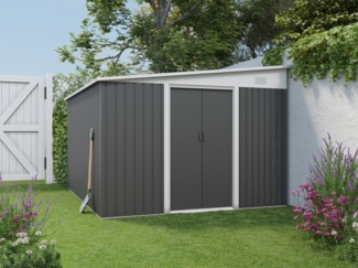 Vente-unique - Anlehn-Gartenhaus Metall - verzinkter Stahl - Anthrazit - 9,76 m² - DAXTON