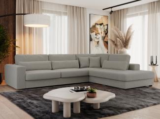 Freistehendes Ecksofa mit lose Kissen, L-form - SAVONA - rechts - Grau Boucle