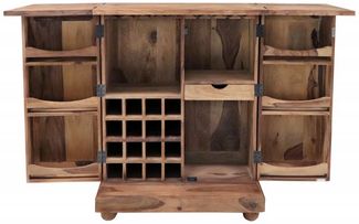 Aufklappbarer Barschrank 80x105x55 aus indischem Sheesham-Holz