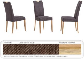 6x Stuhl Silvana Varianten Polsterstuhl Esszimmerstuhl Massivholzstuhl Buche natur lackiert, Loco walnut