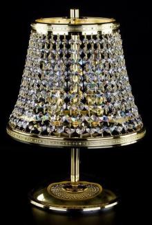 Casa Padrino Luxus Barock Kristall Tischleuchte Gold Ø 25 x H. 32 cm - Prunkvolle Hockerleuchte mit Böhmischem Kristallglas - Barock Kristall Leuchten