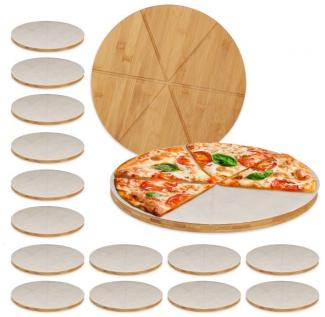 16 x Pizzabrett Bambus mit Backpapier 10038378