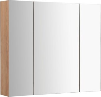 welltime Spiegelschrank Lund Bad Spiegel WC Wandspiegel Badezimmerspiegel ohne LED Badschrank Badezimmerspiegelschrank Spiegel Breite 80cm mit 3 Türen