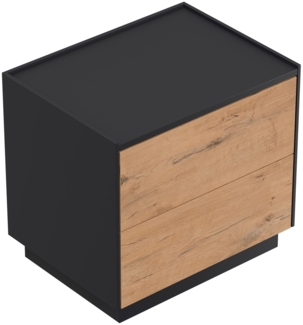 Design Nachttisch Kommode Concepto L 60cm, 2 Pushauszüge Oak : Oak / Grafit