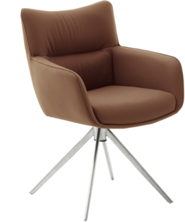 2er Set Sesselstuhl Limone - Leder, Rostbraun / Edelstahl