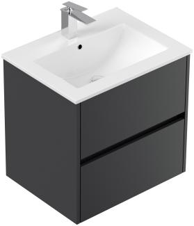 Badmöbel Taifun & Waschtisch 60cm 2 Greifraum SoftClose Auszüge Grafit : Grafit