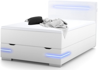 wonello Boxspringbett Dallas, inkl. LED-Beleuchtung, Bettkasten, 2x USB-Anschluss und Topper