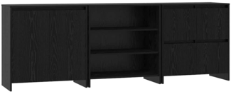 vidaXL Sideboard 3 pcs Schwarz Eichen-Optik 70 x 41 x 75 cm 3393157