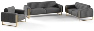 Sofaset Designersofas VALERIE 3-2-1 in Stoff Elisa Velvet Anthrazit