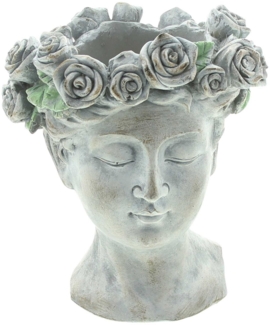 Dekoleidenschaft Blumentopf Büste "Rosenkrone" Pflanztopf, Pflanzgefäß, Pflanzschale, Gartendeko, in antiker Steinoptik aus Polyresin für Draußen
