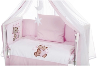 7-teilig Bettset-Stickerei für Beistellbett rosa Bear