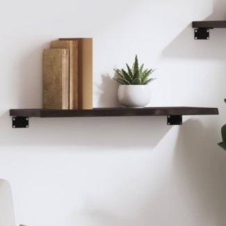 vidaXL Wandregal Dunkelbraun 60x20x2 cm Massivholz Eiche Behandelt 363761