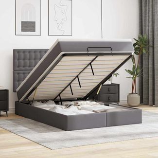 vidaXL Ottoman-Bett mit Matratze Grau 140x190 cm Kunstleder 3313004