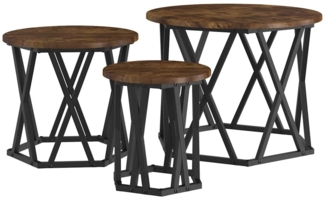 vidaXL Nesting Beistelltisch 3 pcs Geräucherte Eiche 868257