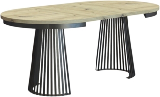 Compleo Esstisch Rund, Säulengestell mit Rillenstruktur DAST, Ausziehbar 100-180 cm